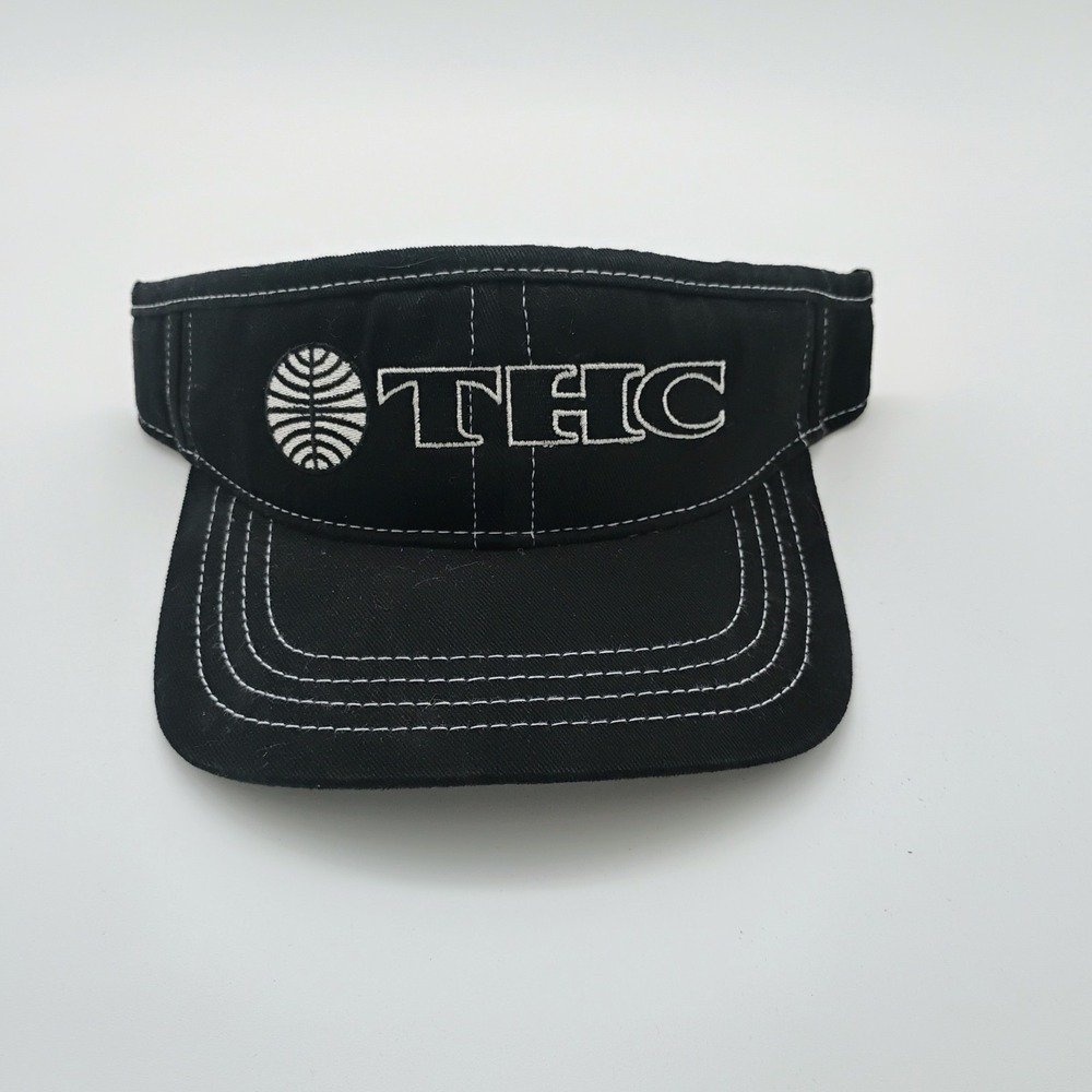 THC Logo Black Visor Adjustable Strap VTG Hat 1990's  Streetwear Embroidered